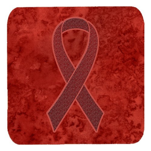 CoolCookware 3.5 x 3.5 in. Burgundy Ribbon for Multiple Myeloma Cancer Awareness Foam Coasters44; Set of 4