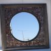 33" PUNCHED TIN MIRROR with Mexican talavera tile, hacienda style, handmade view 1