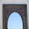 33" PUNCHED TIN MIRROR with Mexican talavera tile, hacienda style, handmade view 2