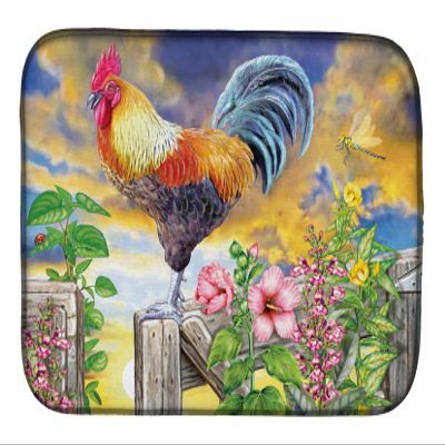 Caroline's Treasures PRS4063DDM Rooster Barnyard Morning Dish Drying Mat Absorbent Dish Drying Mat Pad for Kitchen Counter Dish Drainer Mat for Countertop, 14 x 21", Multicolor