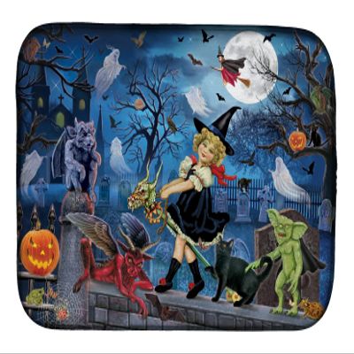 Caroline's Treasures PRS4048DDM Littlest Witch's Halloween Party Dish Drying Mat Absorbent Dish Drying Mat Pad for Kitchen Counter Dish Drainer Mat for Countertop, 14 x 21", Multicolor