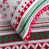 2piece Cabin Lodge White Red Christmas Quilts Twin Size Coverlet Bedspread - Winter Theme Beautiful Vibrant Snowflakes Deer Geometric Print Reversible Stripes Farmhouse Bedding Lightweight Comfortable view 4