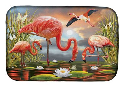 Caroline's Treasures PRS4054DDM Flamingos Dish Drying Mat Absorbent Dish Drying Mat Pad for Kitchen Counter Dish Drainer Mat for Countertop, 14 x 21", Multicolor
