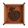 BELLA BUSTA Leatherette Tray, 4 Years Anniversary (Apple) - Engraved Brown Square Faux Leather Organizer (Rawhide, 6 L x 6 W x 1 1/2 H Inch, 1.0 pounds) view 1