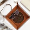 BELLA BUSTA Leatherette Tray, 4 Years Anniversary (Apple) - Engraved Brown Square Faux Leather Organizer (Rawhide, 6 L x 6 W x 1 1/2 H Inch, 1.0 pounds) view 2