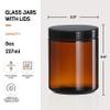 12 Pack, 8 OZ Dark Amber Candle Jars for Making Candle - Thick Glass Jars with 12 Metal & 12 Plastic Lids - Empty Round Food Storage Containers, Canning Jar For Spice, Liquid, Sample - Food Grade view 2