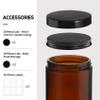 12 Pack, 8 OZ Dark Amber Candle Jars for Making Candle - Thick Glass Jars with 12 Metal & 12 Plastic Lids - Empty Round Food Storage Containers, Canning Jar For Spice, Liquid, Sample - Food Grade view 3
