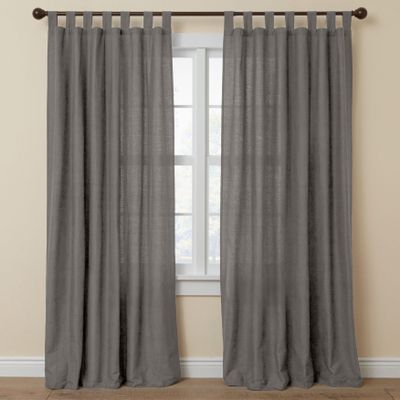 BrylaneHome Poly Cotton Canvas Tab-Top Panel - 48" W 84" L, Charcoal