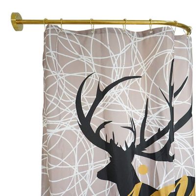 CXYGZLJ Curved Arch Shower Curtain Rod Rail,No Drill Shower Curtain Tension Rod,304 Stainless Steel(GoldenShower Curtain Ring Pull Rod (Size : 80x100cm)