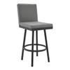 Armen Living Gem Swivel Modern Metal and Grey Faux Leather Bar and Counter Stool view 1