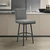 Armen Living Gem Swivel Modern Metal and Grey Faux Leather Bar and Counter Stool view 2