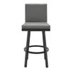 Armen Living Gem Swivel Modern Metal and Grey Faux Leather Bar and Counter Stool view 3