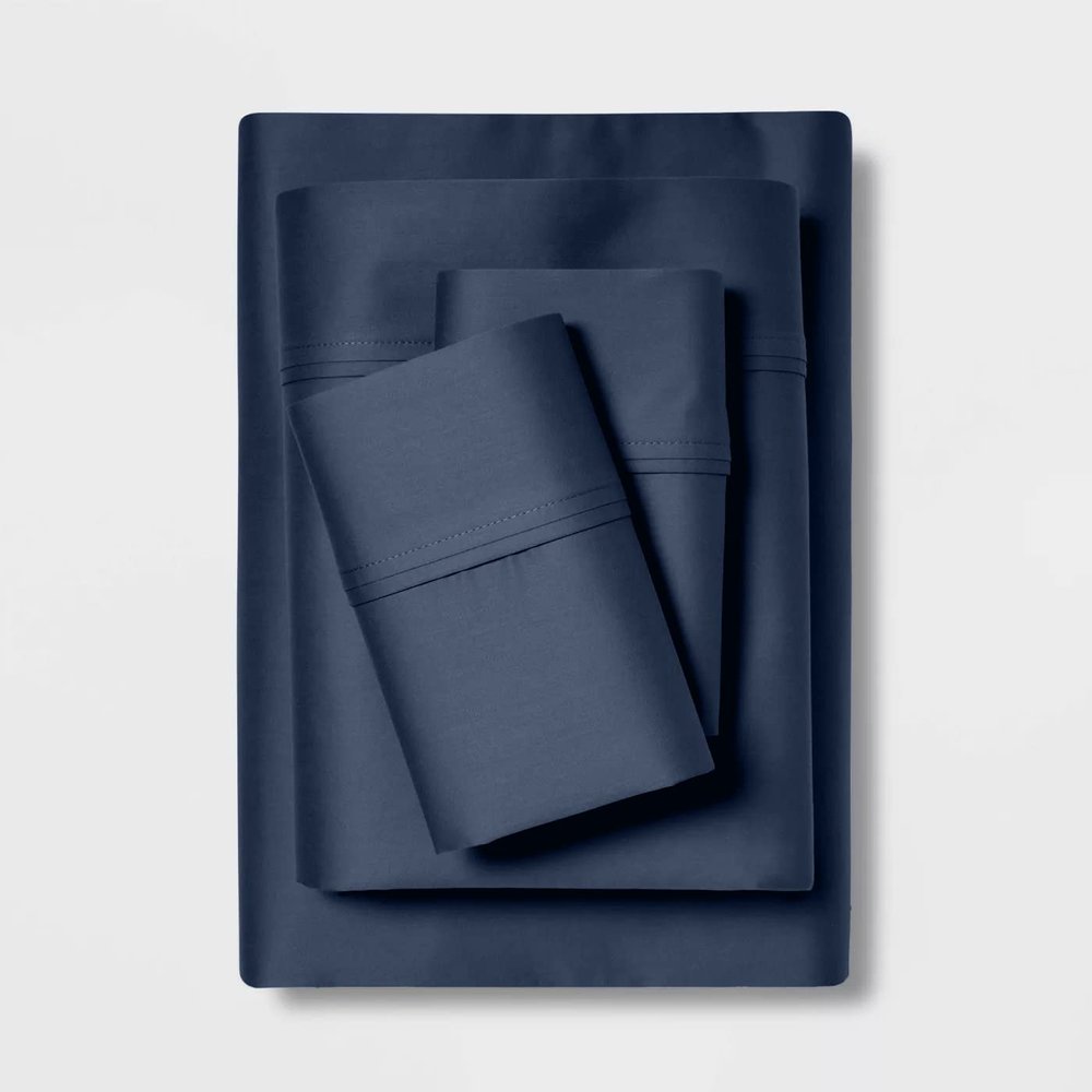 1000-Thread-Count 100% Pure Egyptian Cotton- Sateen Weave Premium Bed Sheets, 4 Piece Luxury Shet Set, Fits mattresses Upto 18 Deep Pocket (RV-King, Mediterranean Blue}