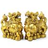AMTOOCH Feng Shui pixiu Brass Decor Statue A Pair Chinese Home Decoration pi yao Wealth Sculpture Attract Money and Good Luck Figurine Golden5.51" L x 2.75" W x 4.3" H  view 1