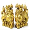 AMTOOCH Feng Shui pixiu Brass Decor Statue A Pair Chinese Home Decoration pi yao Wealth Sculpture Attract Money and Good Luck Figurine Golden5.51" L x 2.75" W x 4.3" H  view 3