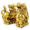 AMTOOCH Feng Shui pixiu Brass Decor Statue A Pair Chinese Home Decoration pi yao Wealth Sculpture Attract Money and Good Luck Figurine Golden5.51" L x 2.75" W x 4.3" H  view 4