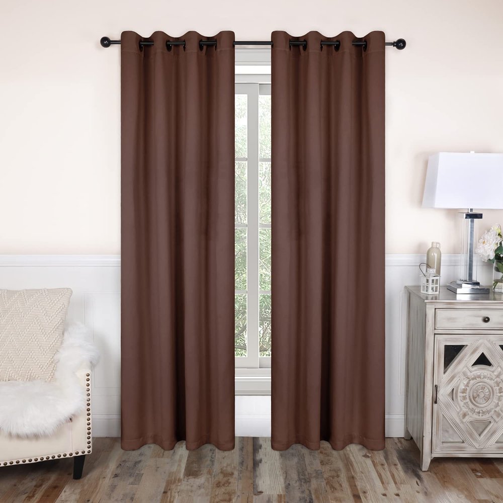 BLUENILEMILLS BNM Room Darkening Blackout Curtain Panels with 8 Grommets, Perfect Drapes for Kitchen, Bedroom, or Living Room Windows, Modern Solid Blackout Curtains, Set of 2, 52" x 84", Cappuccino