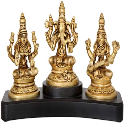 Exotic India Lakshmi Ganesha Saraswati, Multicolor