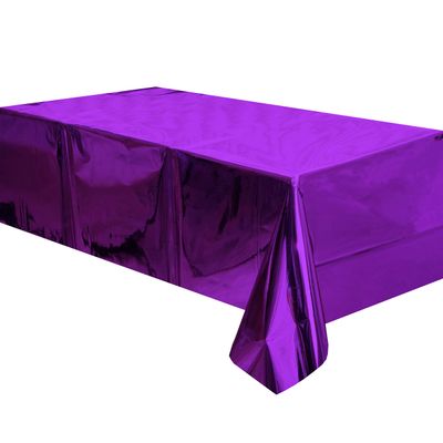 Purple Foil Tablecloth Plastic Table Cover Rectangle Table Tinsel Foil Table Cloth for Wedding Anniversary Bachelorette Birthday Baby Shower Graduation Thanksgiving Christmas Party, 54 x 108 Inch, 2pc