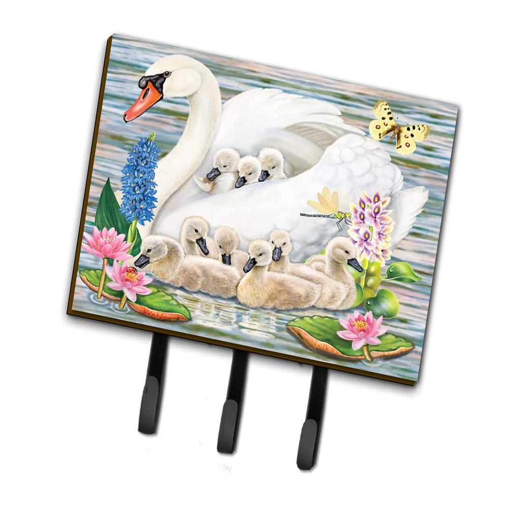 Caroline's Treasures PRS4045TH68 Mother Swan Leash or Key Holder, Wall Hooks, Key Hooks Holder, Coat Rack Wall Mount, Coat Hooks, Hooks for Hanging Keys, Towels, Aprons, Leashes,