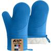 GORILLA GRIP BPA-Free Soft Silicone Oven Mitts, 550F Heat Resistant Waterproof Cooking Safety Gloves, Thick Cotton Lining, Flexible Gripping for BBQ Grilling, Kitchen Potholders Set, 12.5x8.3, Aqua view 1