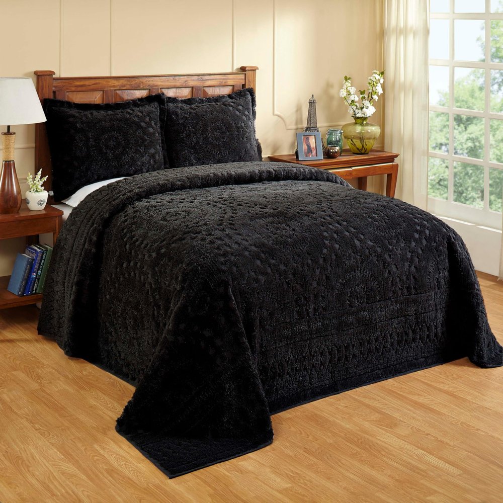 Better Trends 1 Piece Chenille Bedspread Twin Size 100% Cotton Chenille Bedding Lightweight Medallion Pattern Bedroom Decor Rio Collection
