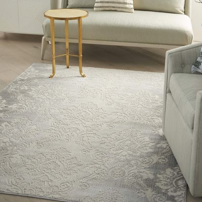 Nourison Home Elation Ivory Grey 7'10" x 9'10" Area Rug - Easy Clean, Non Shedding, Bed Room, Living Room, Dining Room, Kitchen (8' x 10')
