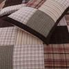 3 Piece Tan Brown Patchwork Quilt Set Queen Size, Cabin Lodge Style Square Checkered Hues Beige Allover Neutral Tartan Plaid Farmhouse Bedding Comfortable Decorative Warm Soft Cozy Comfy Cotton Quilts view 2