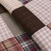 3 Piece Tan Brown Patchwork Quilt Set Queen Size, Cabin Lodge Style Square Checkered Hues Beige Allover Neutral Tartan Plaid Farmhouse Bedding Comfortable Decorative Warm Soft Cozy Comfy Cotton Quilts view 3