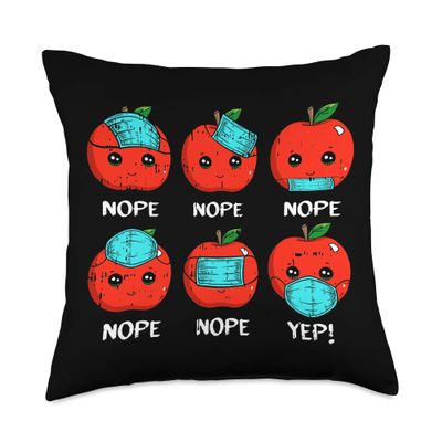100 Days Of School Apple Face Mask Teacher Quarantine Gifts Throw Pillow