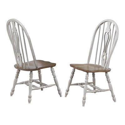 Sunset Trading Country Grove 18" Wood Keyhole Dining Chairs in Gray (Set of 2)