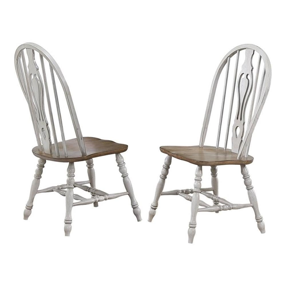 Sunset Trading Country Grove 18" Wood Keyhole Dining Chairs in Gray (Set of 2)