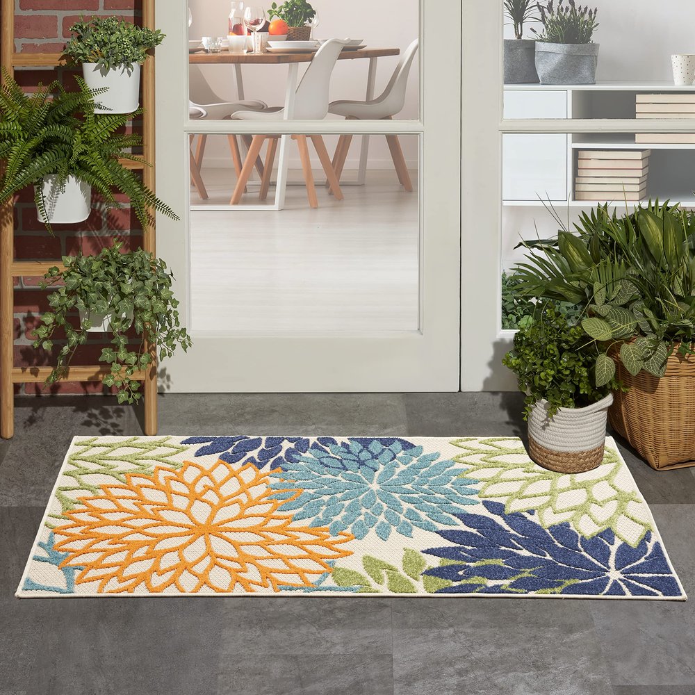 Nourison Home Aloha 36" x 60" Fabric Indoor/Outdoor Rug in Multi-Color
