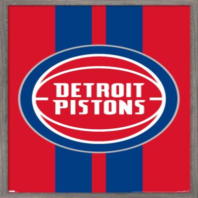 Trends International NBA Detroit Pistons - Logo 20 Wall Poster, 34L x 22.4W, Barnwood Framed Version
