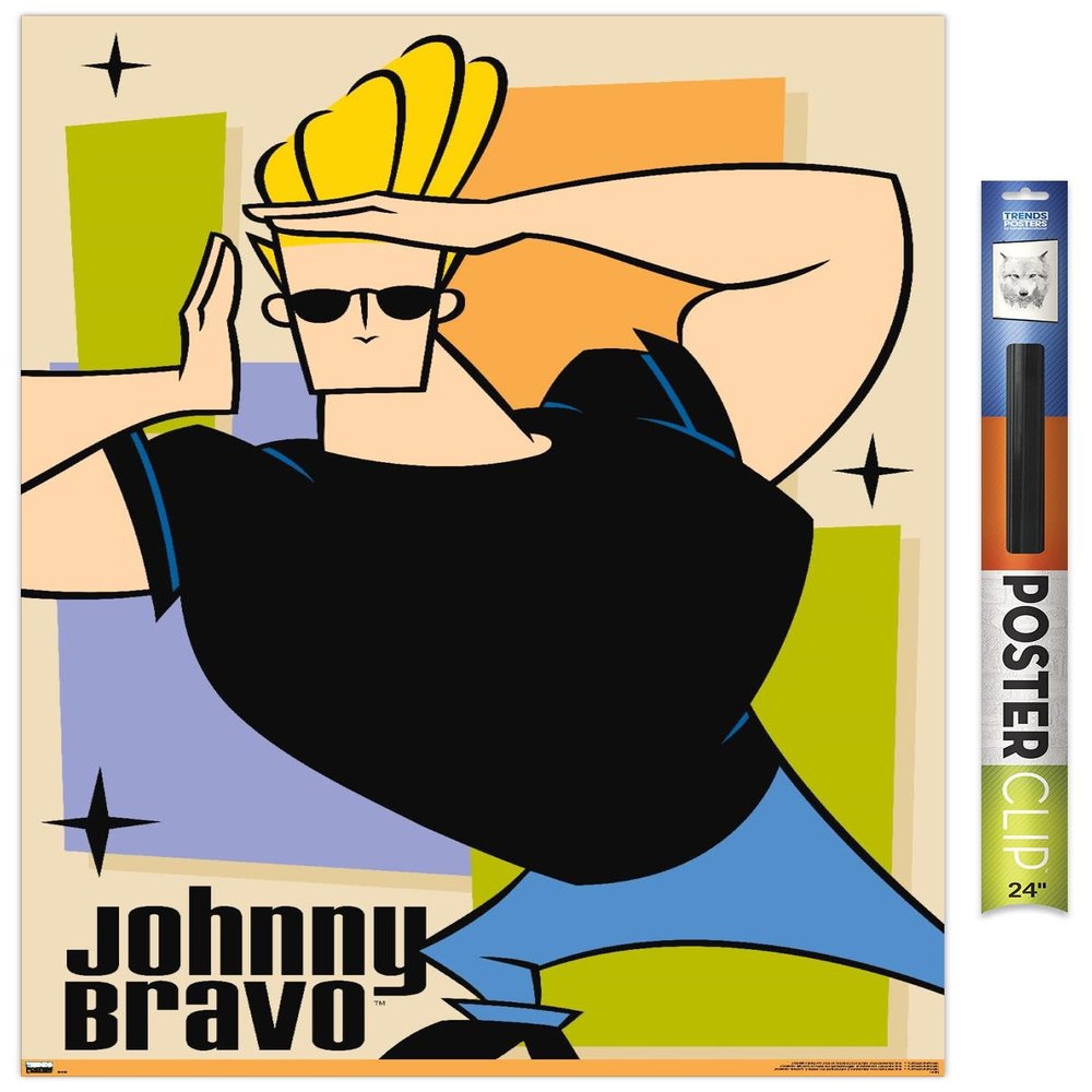 Trends International Johnny Bravo - Pose Wall Poster, 34L x 22.4W, Premium Poster & Clip Bundle