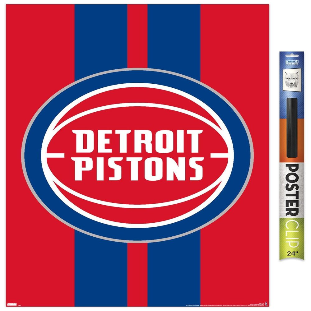 Trends International NBA Detroit Pistons - Logo 20 Wall Poster, 34L x 22.4W, Premium Poster & Clip Bundle