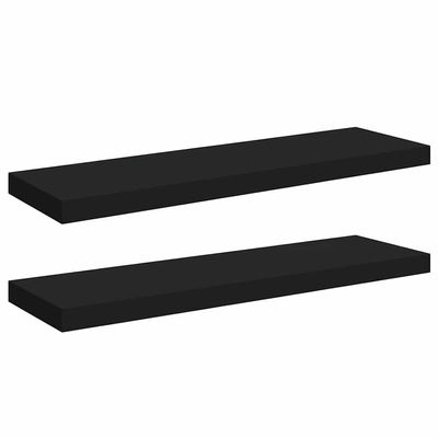 vidaXL Black Floating Wall Shelves, Set of 2, Modern Design, Honeycomb MDF, and Metal Construction, 31.5"x 9.3"x 1.5"