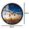 Geek Alerts Voice Control LED Night Light Clock Take Off Sunset Aeroplane Aviator Silent Quartz Wall Clock Air Jet Plane Flying Over City Skyline Aircraft Round Metal Frame Wall Watch view 4