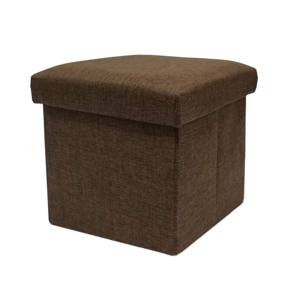 Emumu, Ottoman with Storage, 11.8Inch Storage Ottoman Cube, Sundries Storage, Sitting Storage Stool,Folding Structure (Brown)