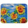 Absorbent Dish Drying Mat for Kitchen Counter - Blue Background Sunflower Microfiber Drying Pad, Reversible Drainer Mats for Countertop, Large 18 x 24 inch view 1