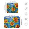 Absorbent Dish Drying Mat for Kitchen Counter - Blue Background Sunflower Microfiber Drying Pad, Reversible Drainer Mats for Countertop, Large 18 x 24 inch view 3
