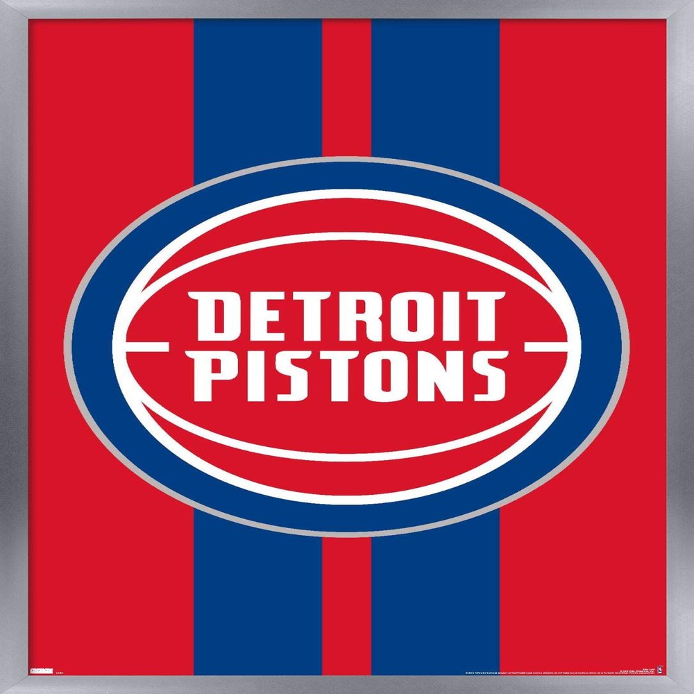 Trends International NBA Detroit Pistons - Logo 20 Wall Poster, 22.4L x 14.7W, Silver Framed Version