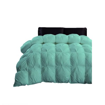 1 Pcs Pinch Pleated Comforter 500 GSM with Corner Tabs 100% Egyptian Cotton Premium Quality Baffle Pintuck Comforter Set All Season Goose Down Aqua Blue-Oversized Queen Comforter