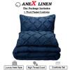 1 Pcs Pinch Pleated Comforter 500 GSM with Corner Tabs 100% Egyptian Cotton Premium Quality Baffle Pintuck Comforter Set All Season Goose Down Aqua Blue-Oversized Queen Comforter view 4