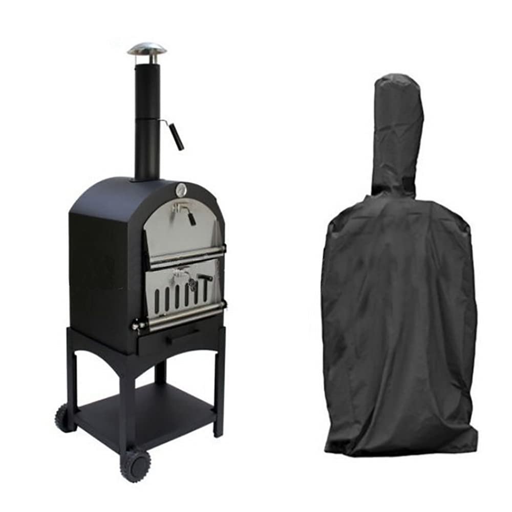 FLR 65 Inch Outdoor Pizza Oven Cover,BBQ Grill Cover, Outdoor Indoor Pizza Oven Rain Cover, Heavy Duty Dust-Proof Weather Resistant Polyester Fabric Protective Cover-Black (65x25.5x18in)