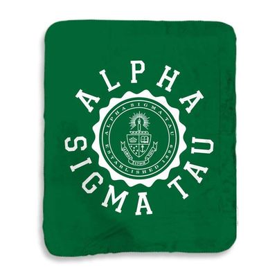 Alpha Sigma Tau AST Seal Sherpa Lap Blanket Forest Green