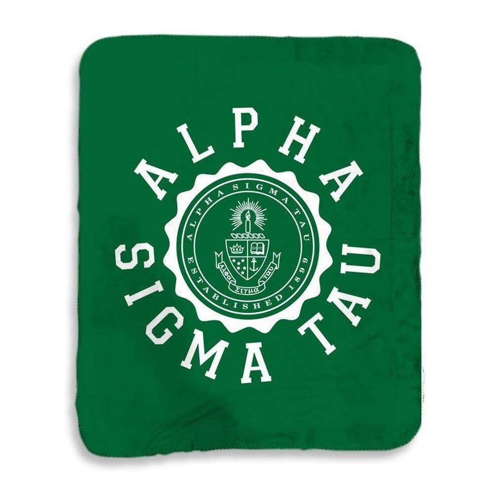 Alpha Sigma Tau AST Seal Sherpa Lap Blanket Forest Green