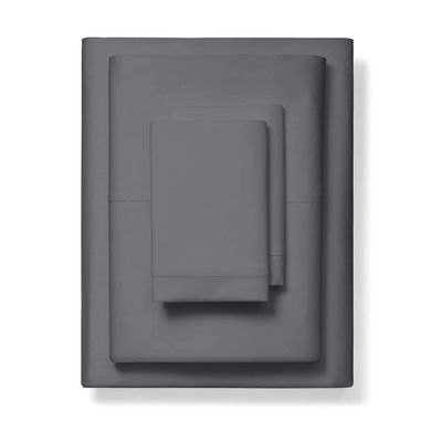 1000-Thread-Count 100% Pure Cotton Bed Sheets -4 Pc California King Size Dark Grey Sheet Set, Single Ply Long Staple Combed Cotton Yarns, Best Luxury Sateen Weave, Fits Mattress Upto 17'' Deep Pocket