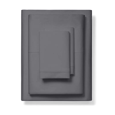 1000-Thread-Count 100% Pure Cotton Bed Sheets -4 Pc Full Size Dark Grey Sheet Set, Single Ply Long Staple Combed Cotton Yarns, Best Luxury Sateen Weave, Fits Mattress Upto 17'' Deep Pocket