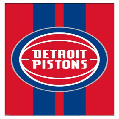Trends International NBA Detroit Pistons - Logo 20 Wall Poster, 22.4L x 14.7W, White Framed Version